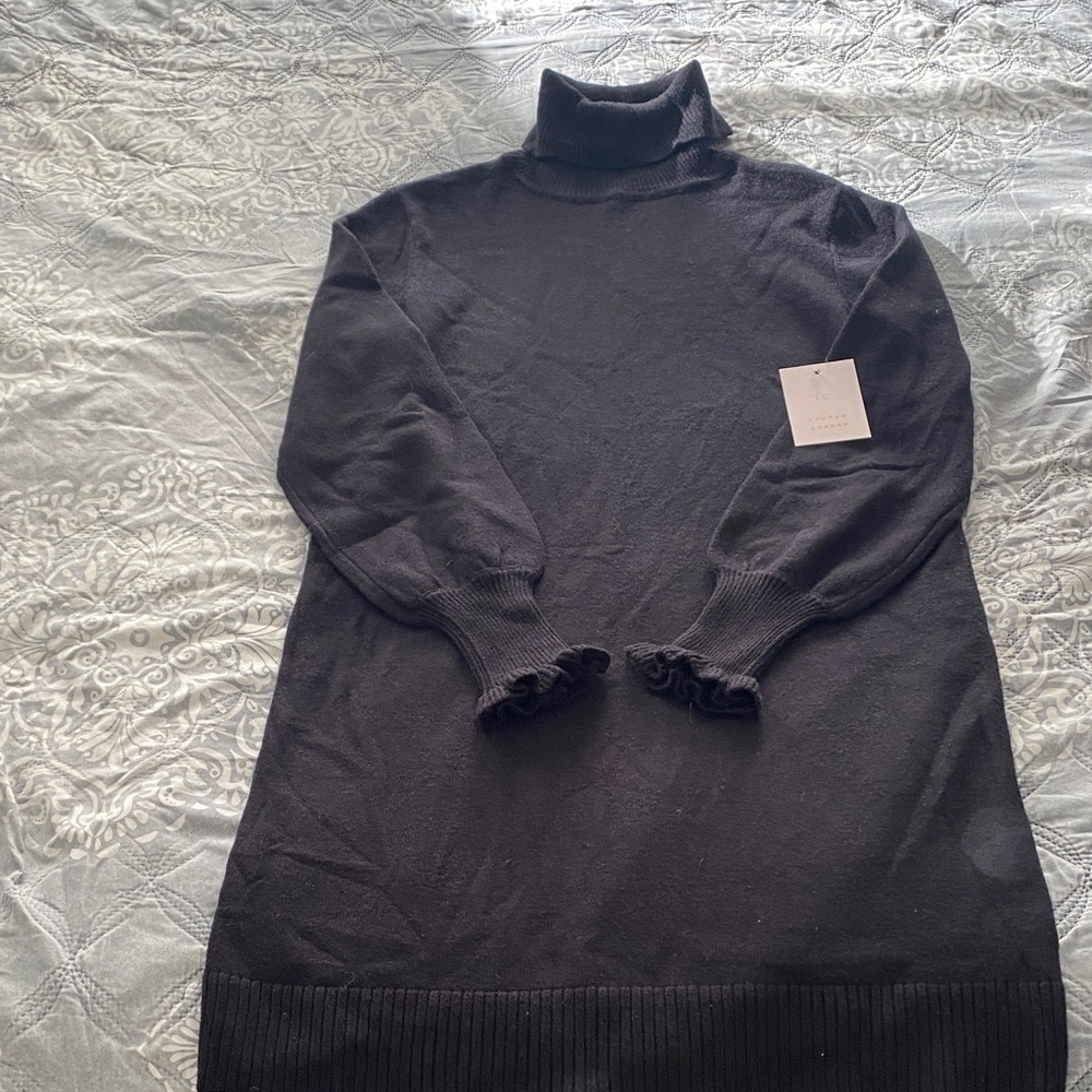 LC Lauren Conrad Black Turtleneck Sweater Dress Size XS